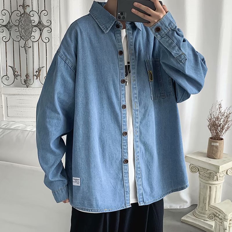 Áo khoác sơ mi jean phong cách Hàn Quốc trẻ trung thời trang dành cho nam
