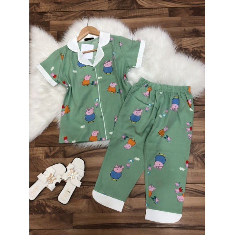 Bộ lửng pijama vải lụa, vải mềm, mát