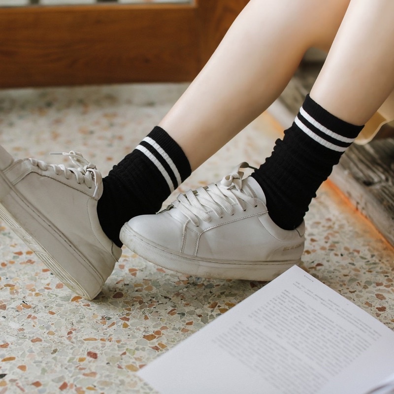 Tất cổ cao cotton màu đen trẻ trung chất đẹp mịn
