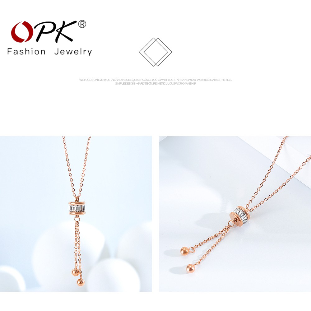 ▼♙►OPK Lady Vòng cổ Cao cấp Thép Titan Thanh lịch Zirconium Kim cương Chính hãng Rose Gold Hạt dây chuyền Thường Kh