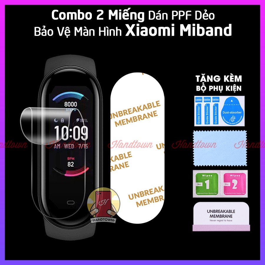 Combo 2 chiếc dán PPF Mặt Trước Xiaom Miband Mi Band 6 3 4 5 Trong Suốt Kèm Phụ Kiện Dán