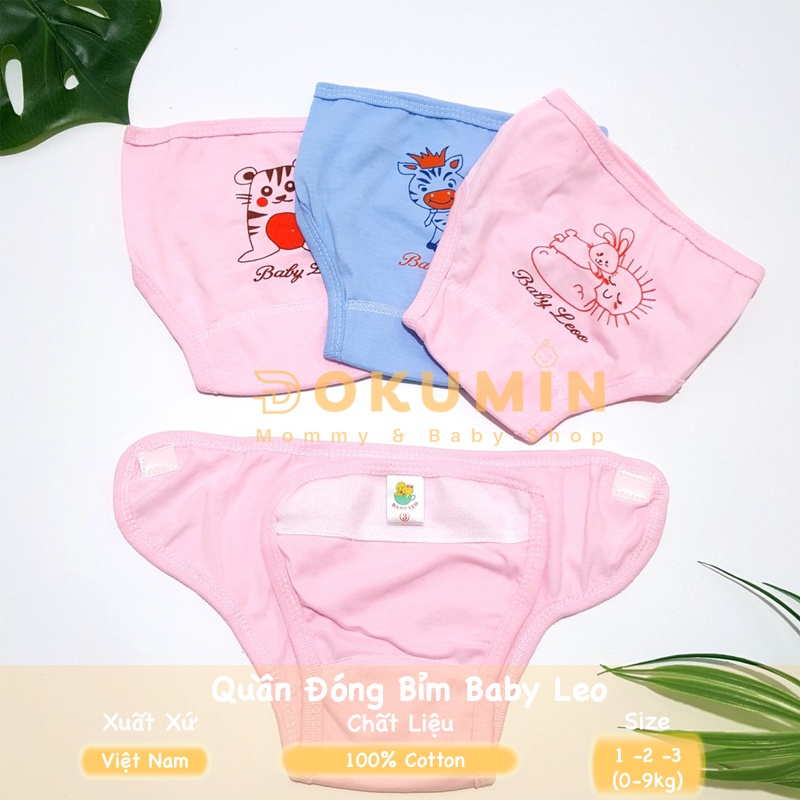 Quần đóng bỉm sơ sinh Baby Leo Size 1/2/3 1 chiếc cho bé trai bé gái mềm mại thoáng khí DOKUMIN QDB005