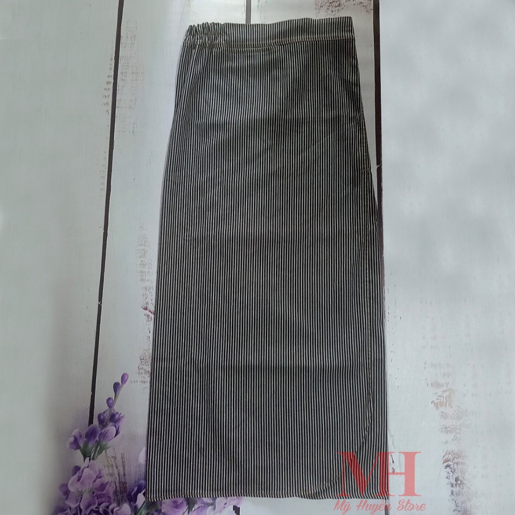 [ Ảnh Tự Chụp ] Váy Chống Nắng Xẻ Tà Kaki Chất Liệu Cotton Dày Dặn Và Mềm Mại, Co Dãn Tốt Họa Tiết Sọc Mỹ Huyền Store