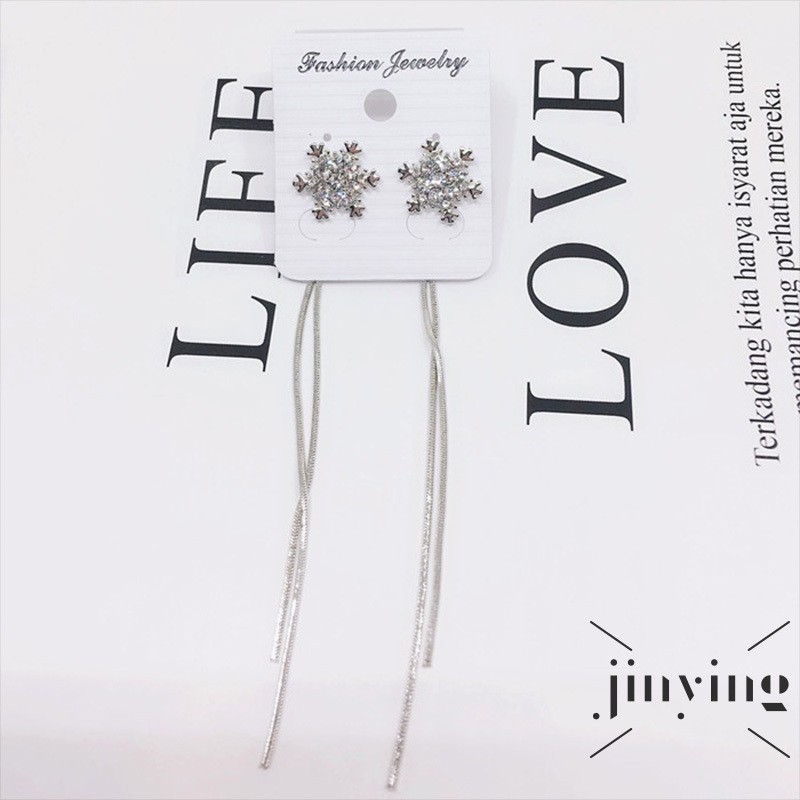 GETNOIVAS Khuyên tai dáng dài hình hoa tuyết phong cách Hàn Quốc thời trang cho nữ