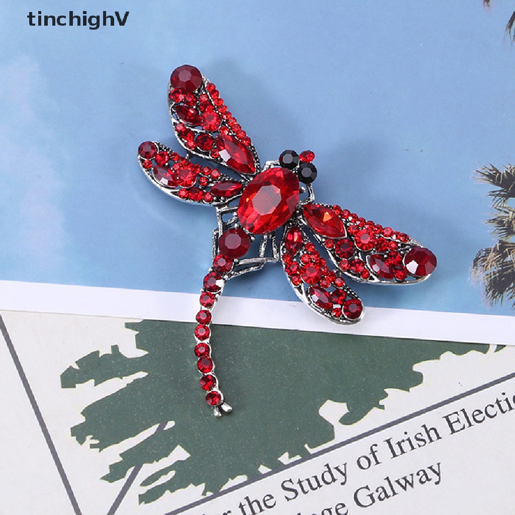 Ghim Cài Áo Hình Chuồn Chuồn Đính Pha Lê Phong Cách Vintage Thời Trang Cho Nữ