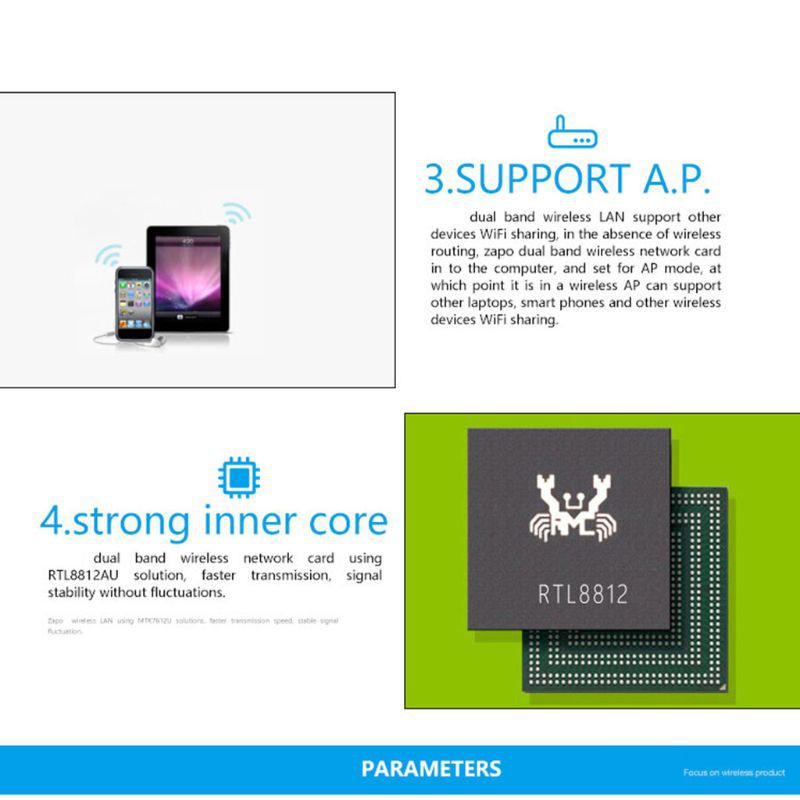Ăng Ten Không Dây W50L-5Db 2.4g / 5g Wifi Usb3.0 Rtl8812Au Cho Laptop | BigBuy360 - bigbuy360.vn