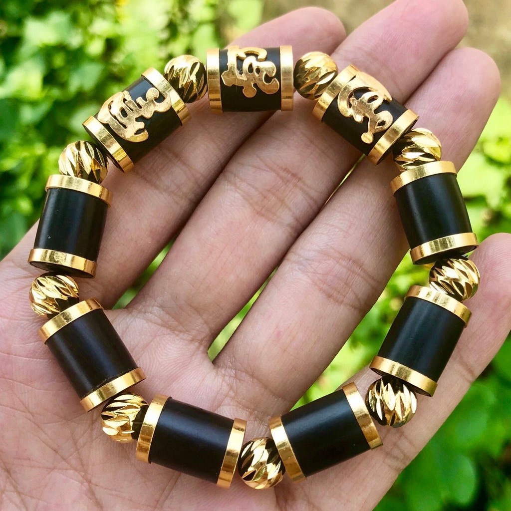 ❉❖Vòng Tay Trầm Hương Indo Bọc Vàng Non - Đủ Size Nam 10mm 12mm