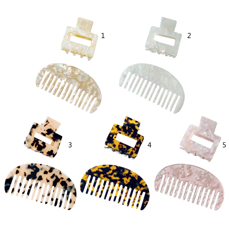 Set 2 Kẹp Tóc Kèm Lược Cài Tóc Kiểu Dáng Hình Học Ngọt Ngào Cho Nữ