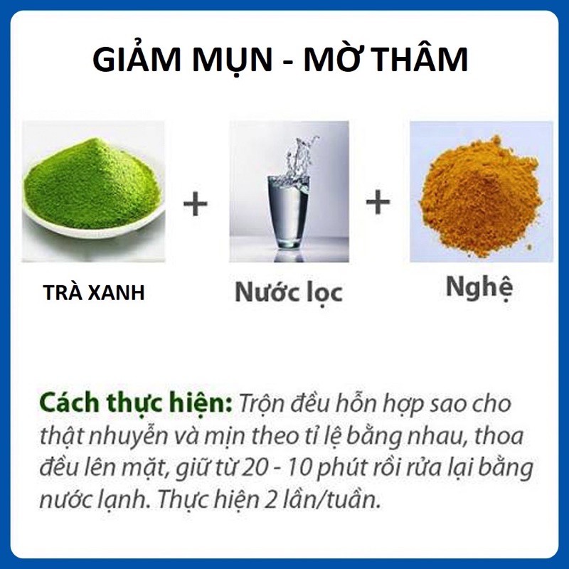 Bột Trà Xanh Nguyên Chất [Giảm mụn, Mờ thâm, 100 gram]