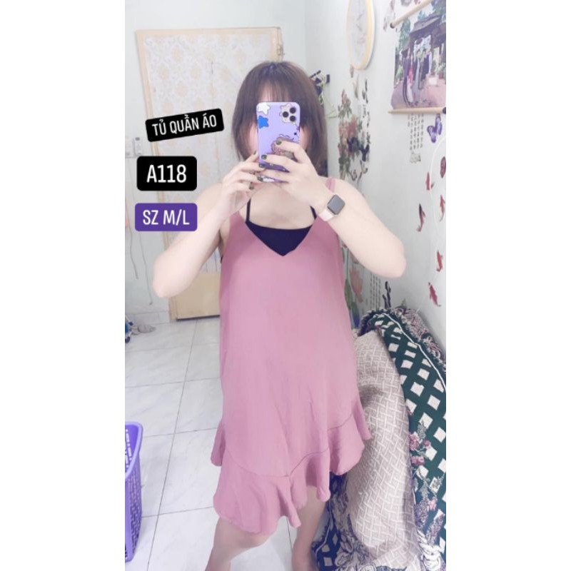 đầm voan 2 dây xòe đuôi cá. A118