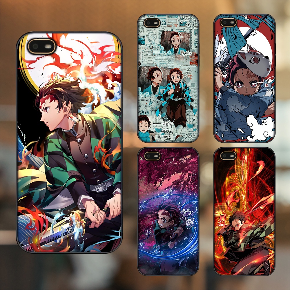 Ốp lưng Oppo A1K viền đen in hình Tanjiro Kimetsu No Yaiba