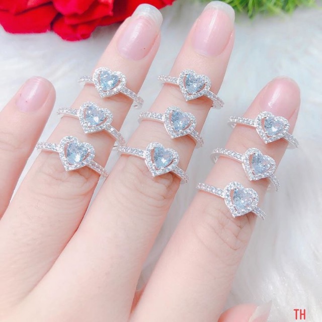 NHẪN TIM ĐÁ BẠC TA 925