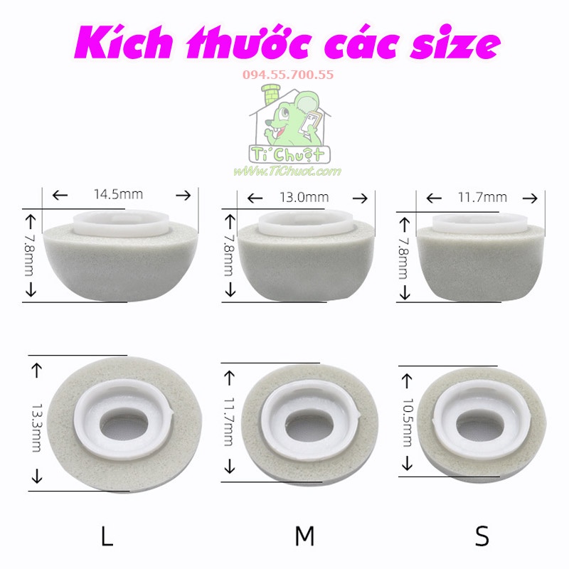 Nút Bọt Biển Bọc Tai Nghe AP AirPods Pro 1/ Pro 2, Có Lưới Chống Bụi, Lõi Nhựa Cứng