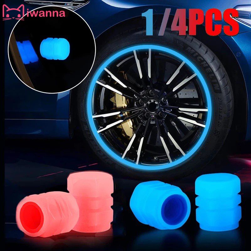 4 Đa Năng Dạ Quang Lốp Xe Nắp Van Xe Ô Tô Xe Máy Xe Đạp Bánh Xe Trung Tâm Đêm Phát Sáng Huỳnh Quang nắp Trang Trí Phụ Kiện