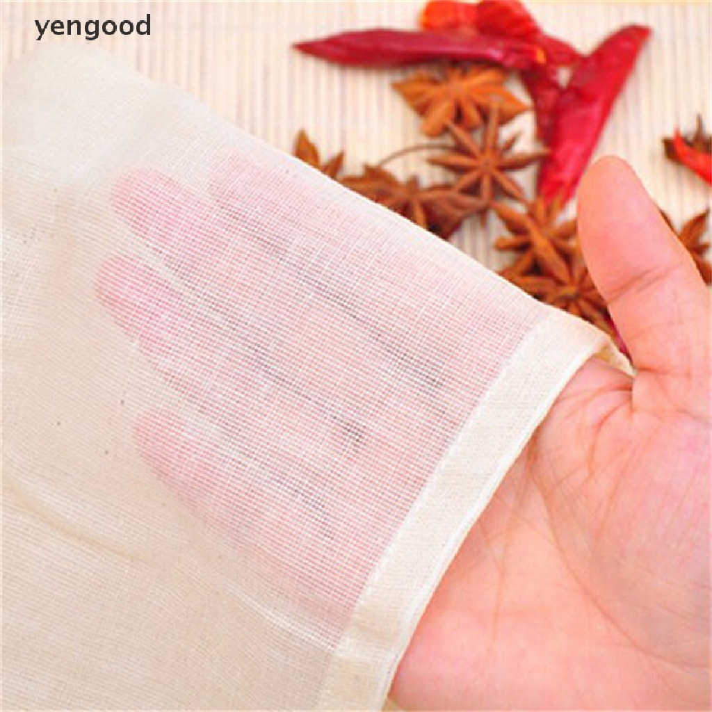 Bộ 10 Túi Lọc Trà Dây Rút 8x10cm Chất Liệu Cotton Tái Sử Dụng Tiện Lợi