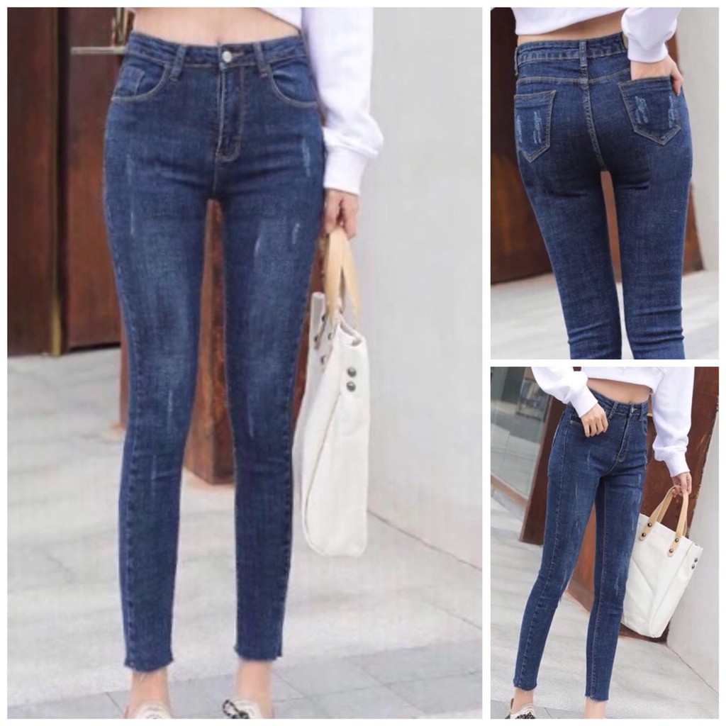 Quần jean dài cào tua lai co giãn cao cấp size từ 25-35