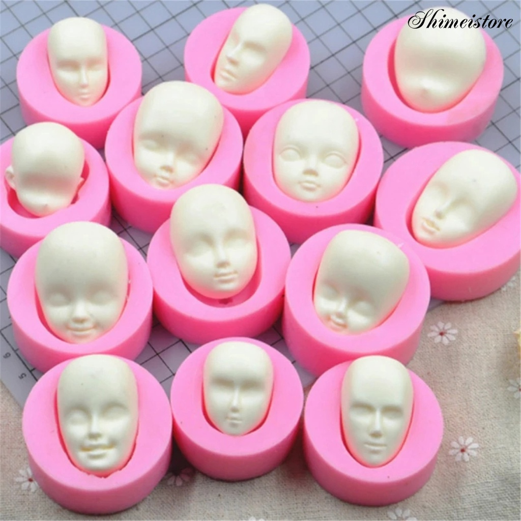 Khuôn Silicone Làm Bánh / Sô Cô La Hình Đầu Búp Bê DIY 5