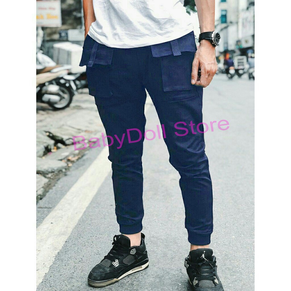 SALE HẾT MẪU - Quần jogger túi hộp lưng rút dây vải kaki co giãn