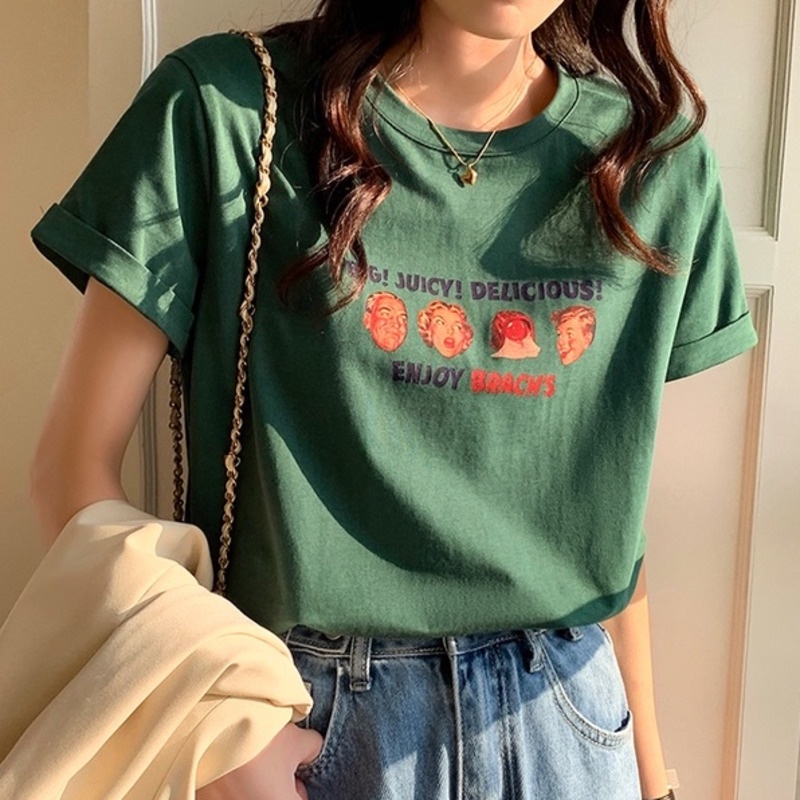 Áo Thun Ngắn Tay In Hình Cá Tính Thời Trang 165282  Áo Thun Cotton Thiết Kế Đơn Giản Dễ Phối Đồ Thời Trang Mùa Hè Năng Động