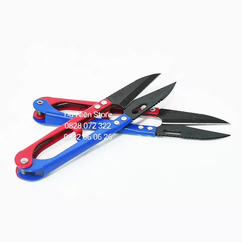 Kéo Bấm Chỉ Hai Màu Xanh Đỏ Răng Cưa Tốt &amp; Thường.