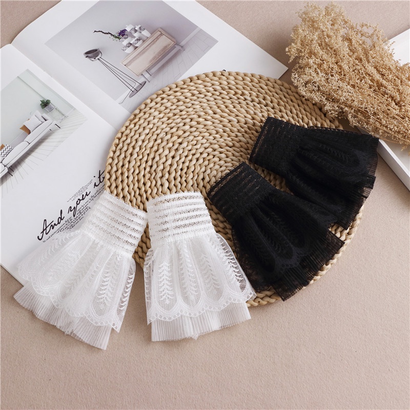 Ống tay áo ren giả tháo rời xinh xắn cho nữ, phối cùng áo đầm dài tay phong cách Hàn Quốc - Mã GT002 The Collar Box