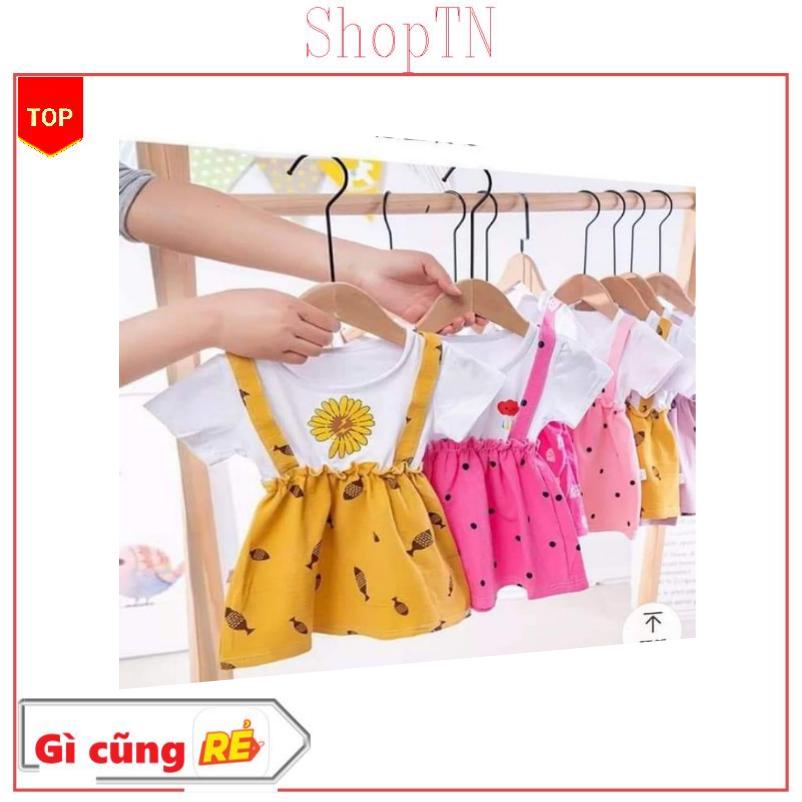 Váy cho bé cotton đũi hè giả yếm hàng quảng châu 6-14kg