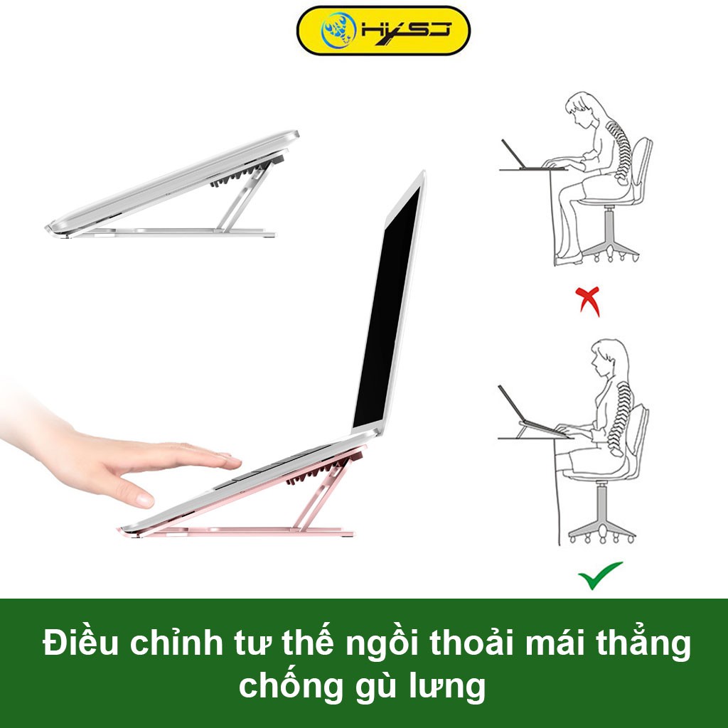 Đế tản nhiệt máy tính laptop macbook bằng hợp kim nhôm HXSJ X5P điều chỉnh 5 cấp độ cho máy 10-15,6 inch có thể gập lại