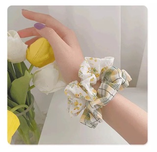 💐Cột tóc Scrunchies chủ đề hoa tím