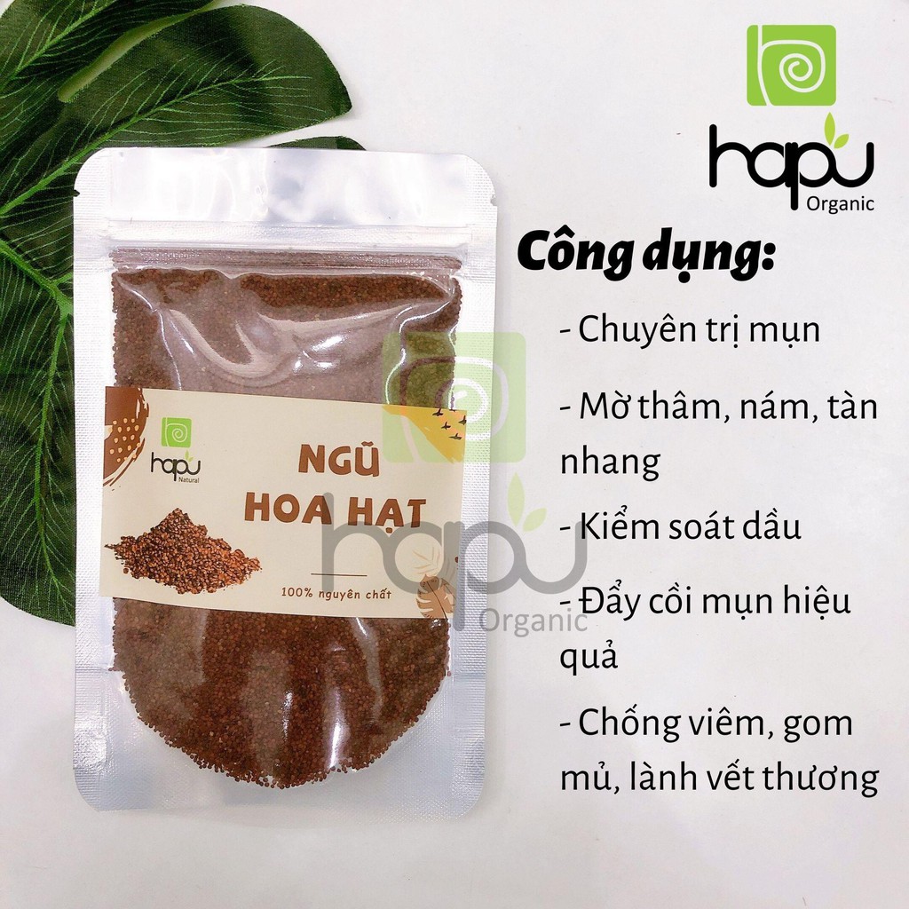 Combo Chuyên da mụn Ngũ hoa hạt, Trà xanh, Diếp cá HaPu Organic Mặt Nạ Bột Thiên Nhiên Hapuganic