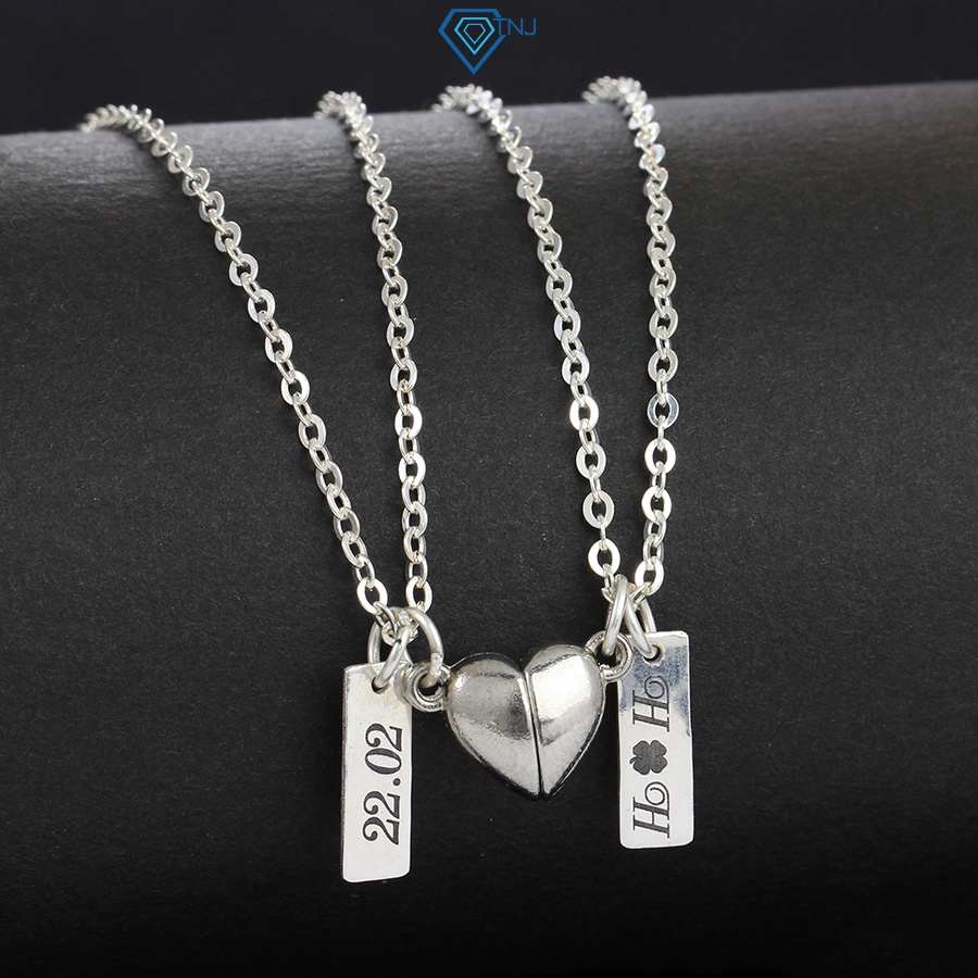 Vòng cổ đôi bạn thân nam châm hình trái tim khắc tên DCD0041 Trang Sức TNJ