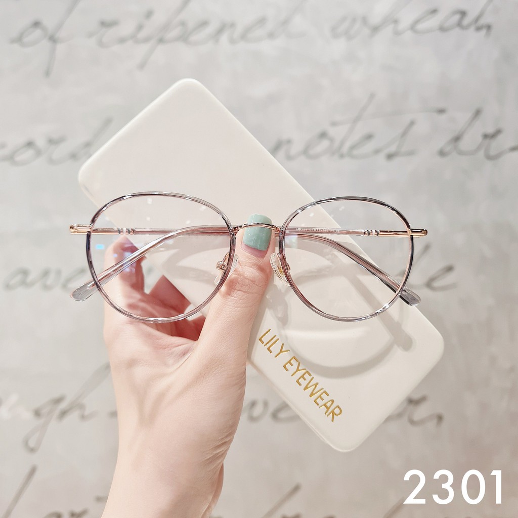 Gọng kính cận nam nữ Lilyeyewear mắt tròn kim loại gọng thanh mảnh màu sắc thời trang 2301 | BigBuy360 - bigbuy360.vn
