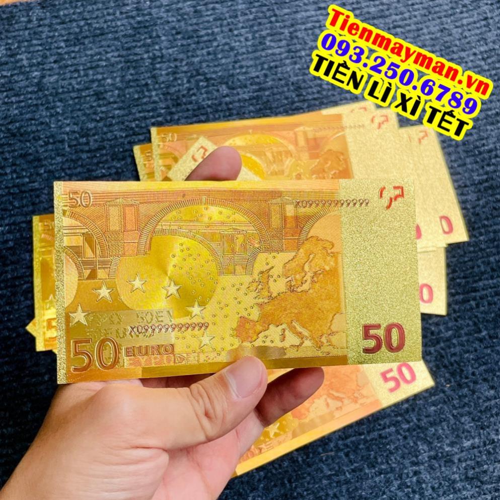 Tờ Tiền Kỉ Niệm 50 EURO Plastic Mạ Vàng Lì Xì Tết May Mắn