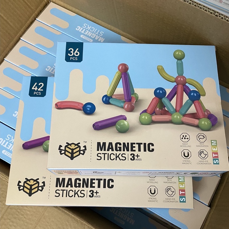 Bộ Xếp Hình Nam Châm, Đồ Chơi Xếp Hình Nam Châm Thông Minh, Chính hãng MAGNETIC STICKS