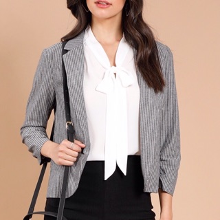 Áo khoác vest cotton mosaic & co xám sọc kẻ trắng - 0857