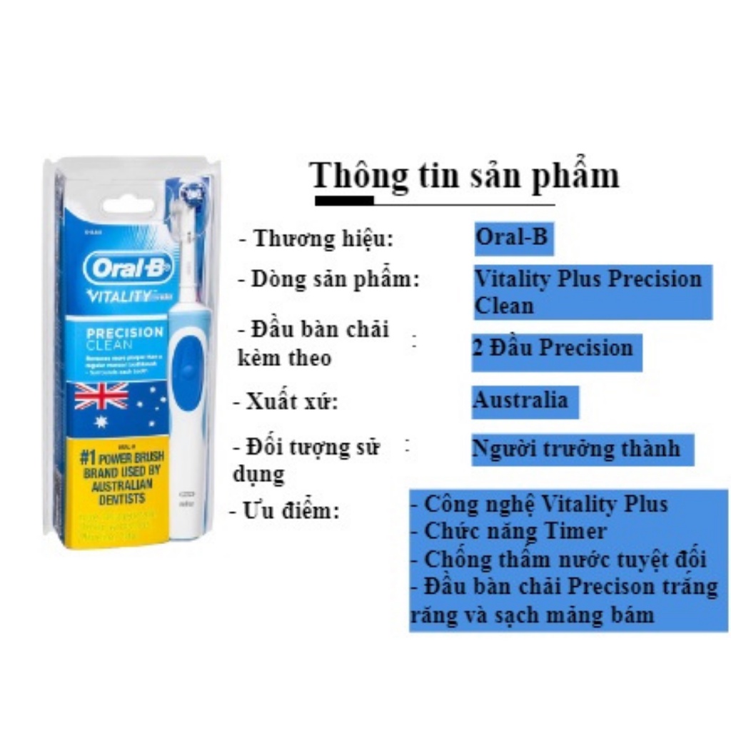 Bàn Chải Đánh Răng Điện Oral-B Vitality 2 Đầu