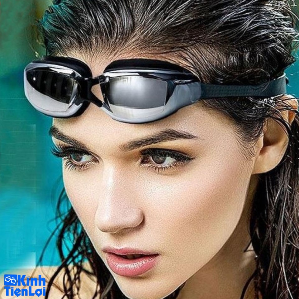 Kính bơi CẬN Chống UV Tráng Gương Chống Mờ Cao cấp Tặng Mũ Bịt Mũi