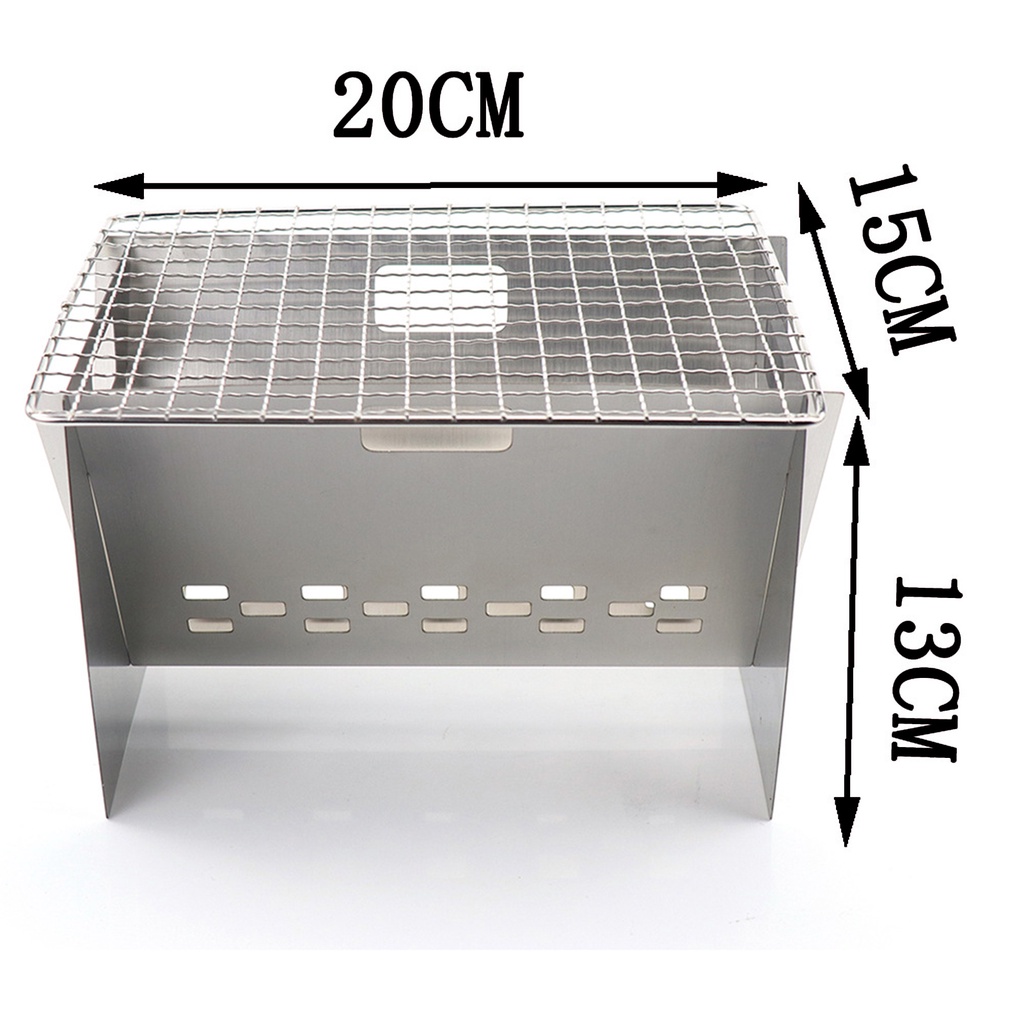 Lò Nướng BBQ Bằng Thép Không Gỉ Có Thể Gấp Gọn Tiện Dụng Mang Theo Cắm Trại