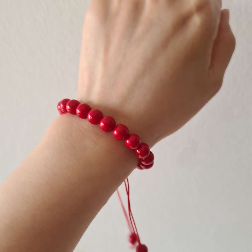 Vòng tay đá tự nhiên phong thuỷ san hô đỏ, vòng đá phong thuỷ Thường Lạc mang lại sự thịnh vượng, may mắn