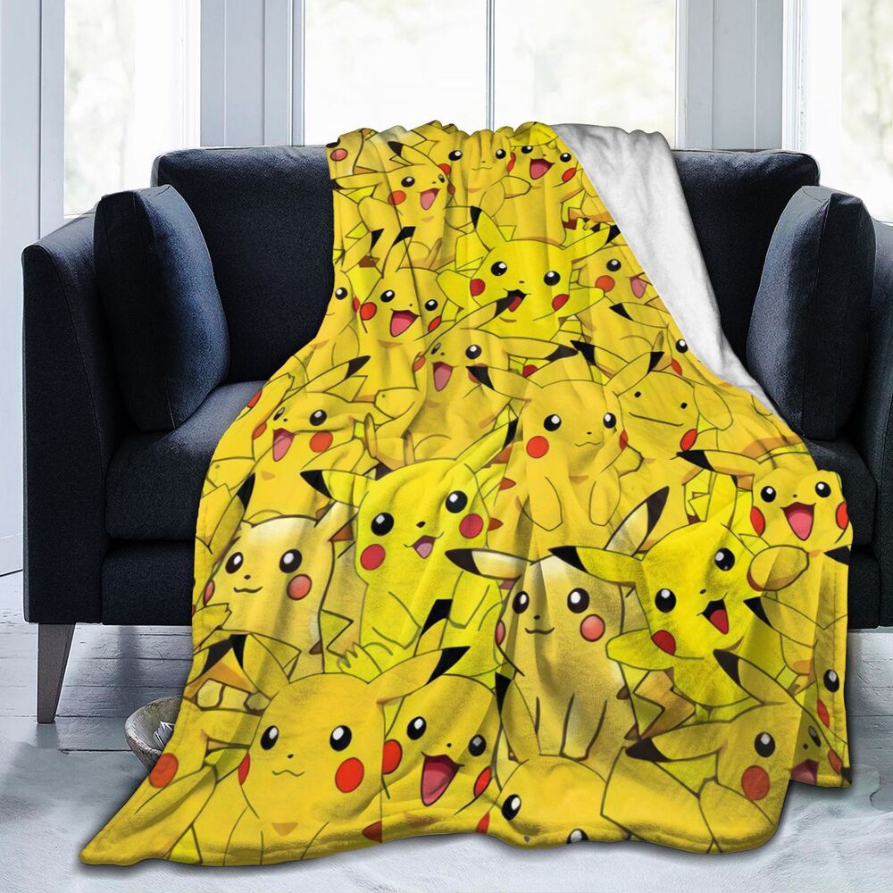 Chăn Bông Flannel Họa Tiết Hoạt Hình Pokemon Độc Đáo Thời Trang