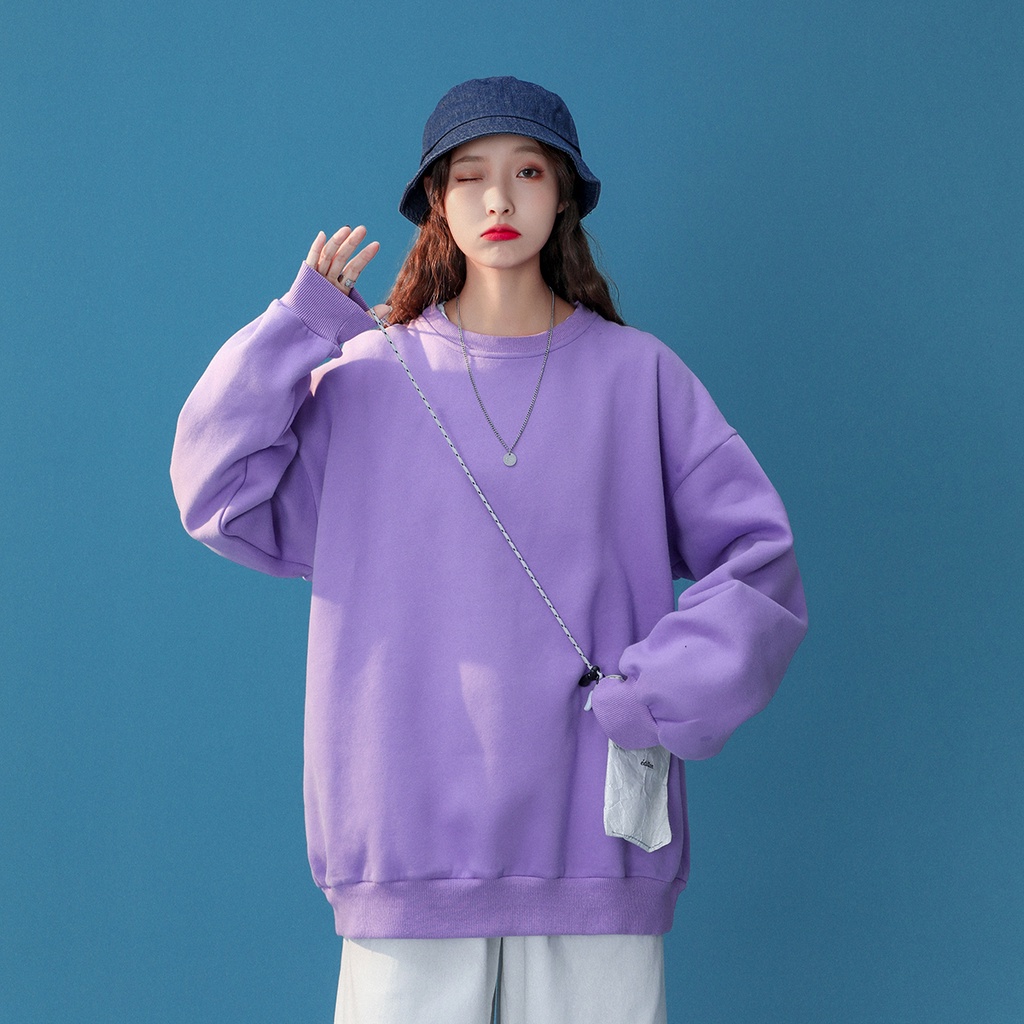 Áo Sweater IFNICEFUTURE S-3XL Tay Dài Cổ Tròn Dáng Rộng Màu Trơn Hợp Thời Trang Dễ Phối Đồ Thường Ngày