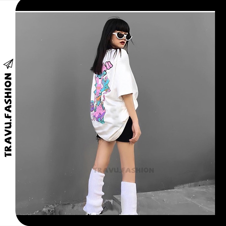 Áo thun tay lỡ nam nữ form rộng, chất cotton mịn mát co dãn 4 chiều in Kawaii lạ mắt TL821