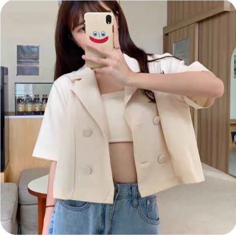 Áo Khoác Blazer Tay Ngắn Thời Trang Thanh Lịch Cho Nữ - Áo Khoác Vest Nữ Blazer Croptop 3 Màu | BigBuy360 - bigbuy360.vn