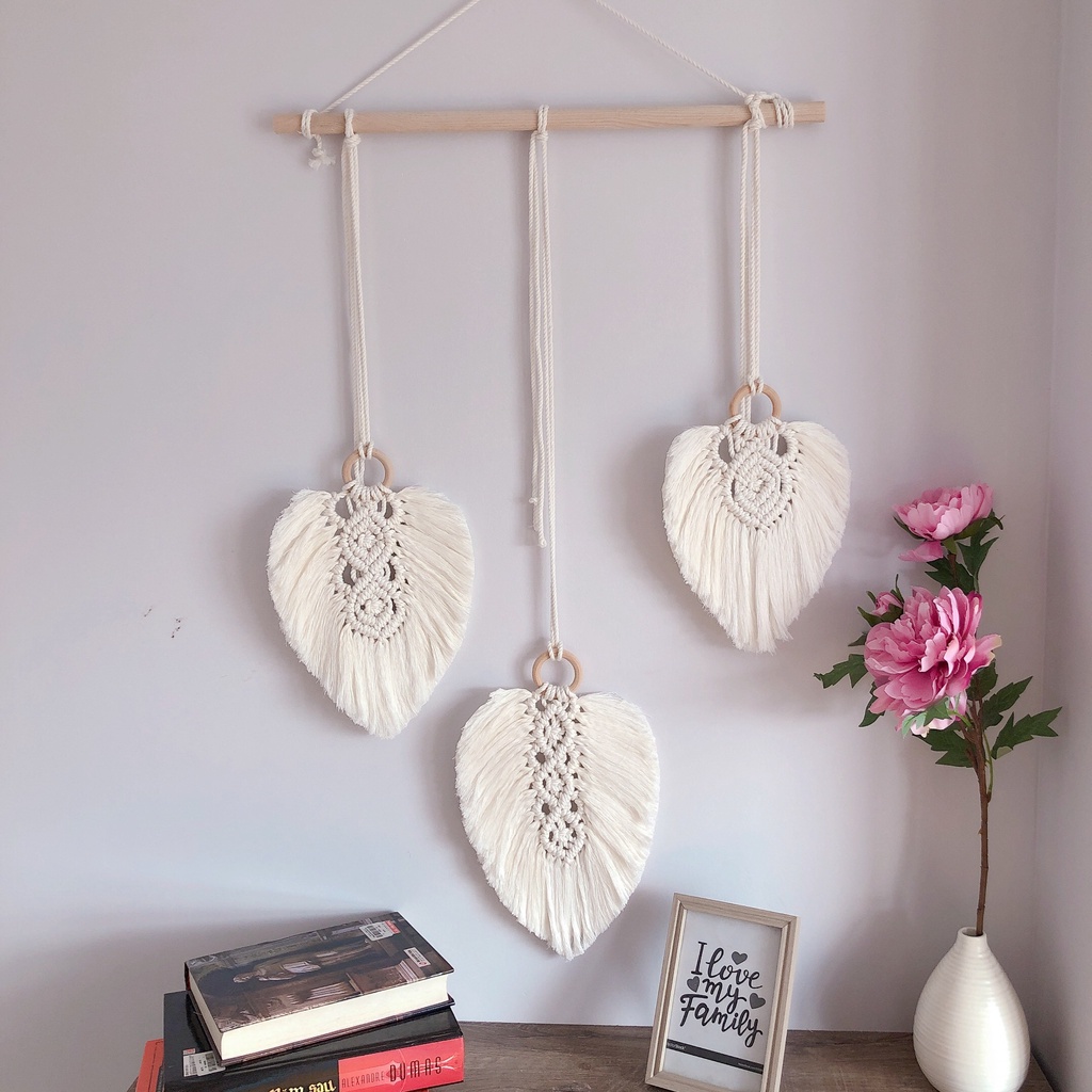 Lá tết macrame treo tường trang trí decor