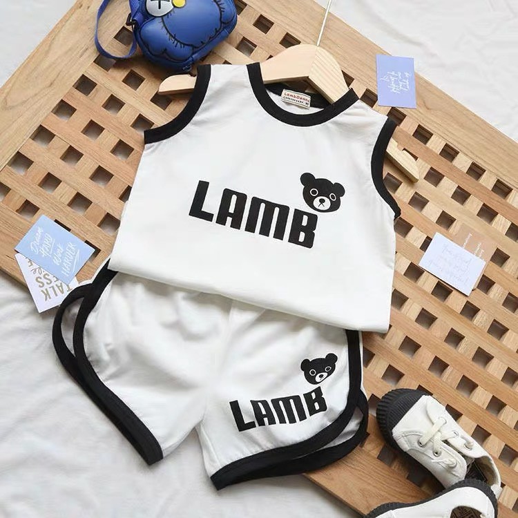 |FAMARAL2 giảm 10k cho đơn 50k|Bộ ba lỗ Gấu LAMB cho bé 8-18kg QATE675