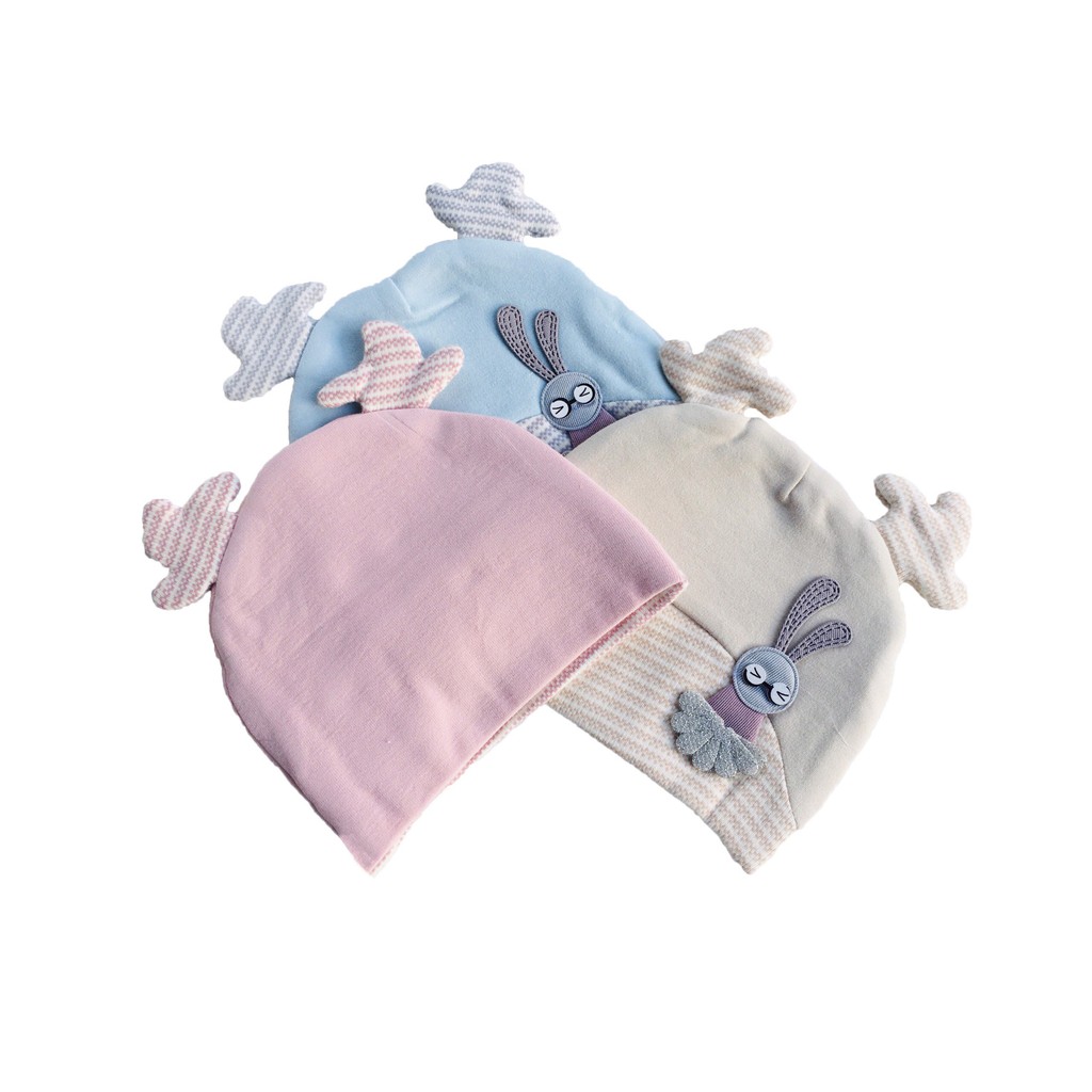Mũ Vải Cotton Sừng Hươu Unisex (3-6 Tháng) BabyBean