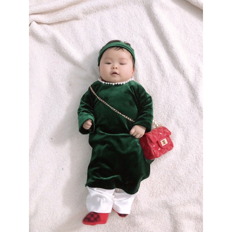 áo dài nhung bé gái