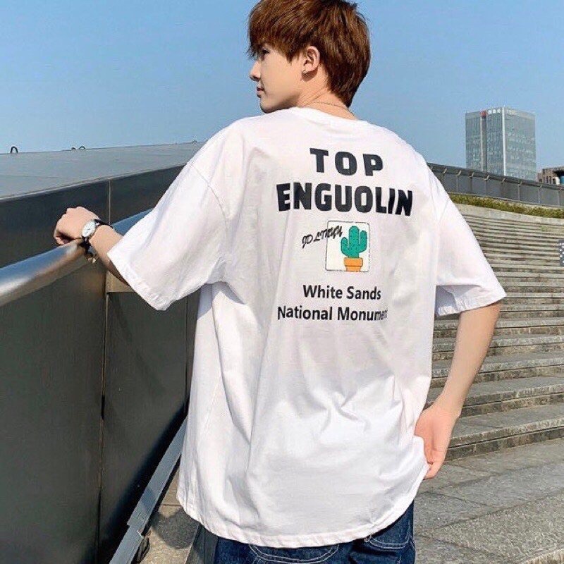 [ẢNH THẬT] Áo thun tay lỡ in hình xương rồng TOP ENGUOLIN 💘FREESHIP💘HOÀN XU EXTRA💘Unisex💘Freesize