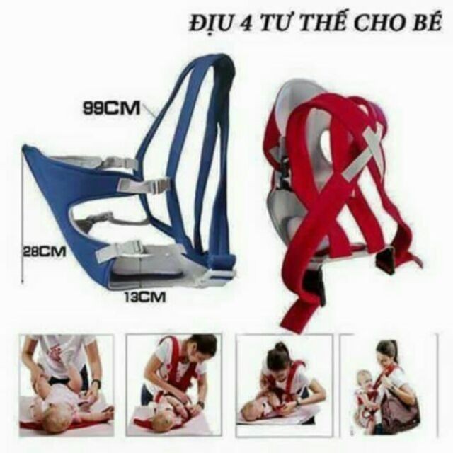 Địu 4 Tư Thế Cho Bé Baby carrier (chất liệu 100% cotton, tạo cảm giác thoải mái, mềm mại)