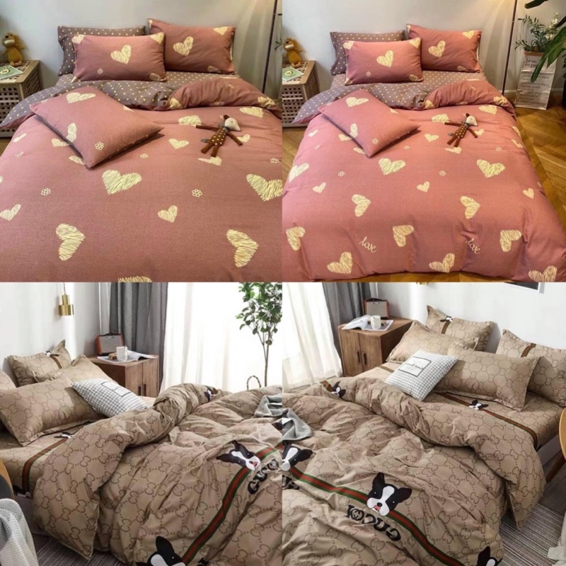 BÁN SỈ SÉT BỘ GA + GỐI HÌNH TRÁI TIM VÀ GU XI -Giá tốt