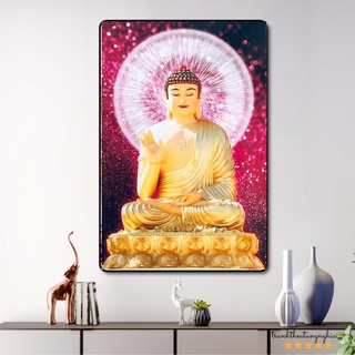 Tranh thêu chữ thập phật a di đà 43cm x 59cm